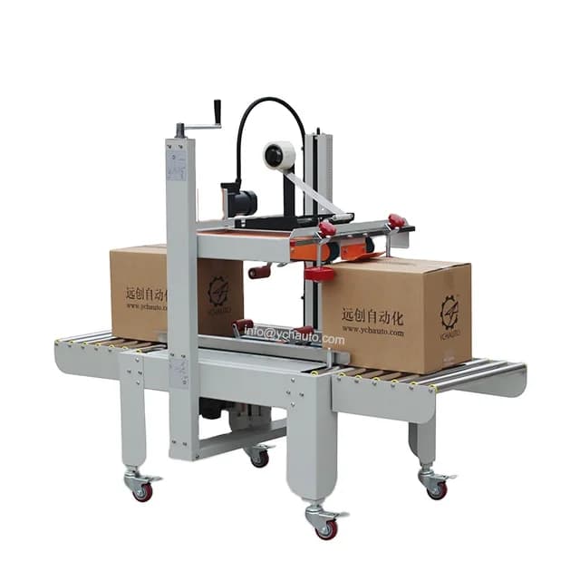 Sigillatrice Semiautomatica per Cartoni con Nastro Adesivo Superiore e Inferiore, Certificazione CE