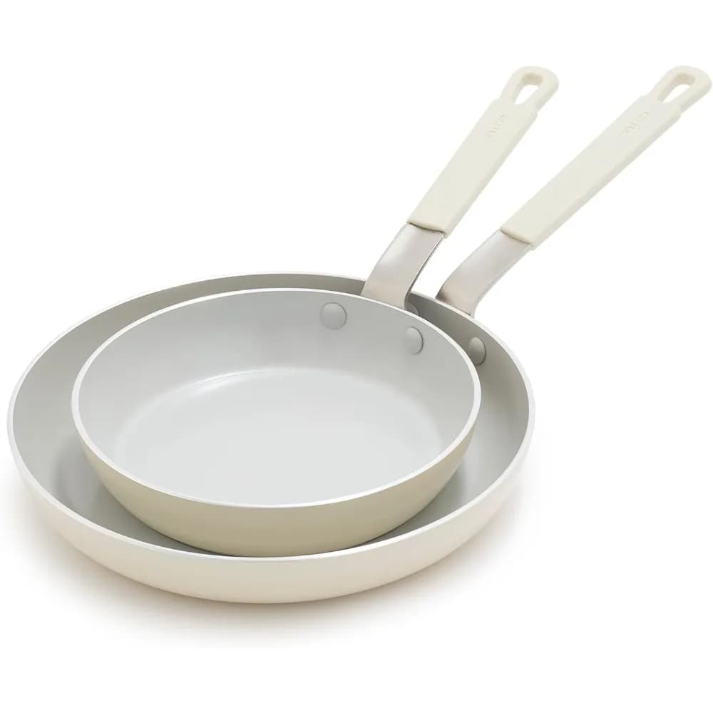 Set of 2-piece non-stick pans, 8 and 10 inch, with PFAS-free ceramic coating, compatible with induction handle