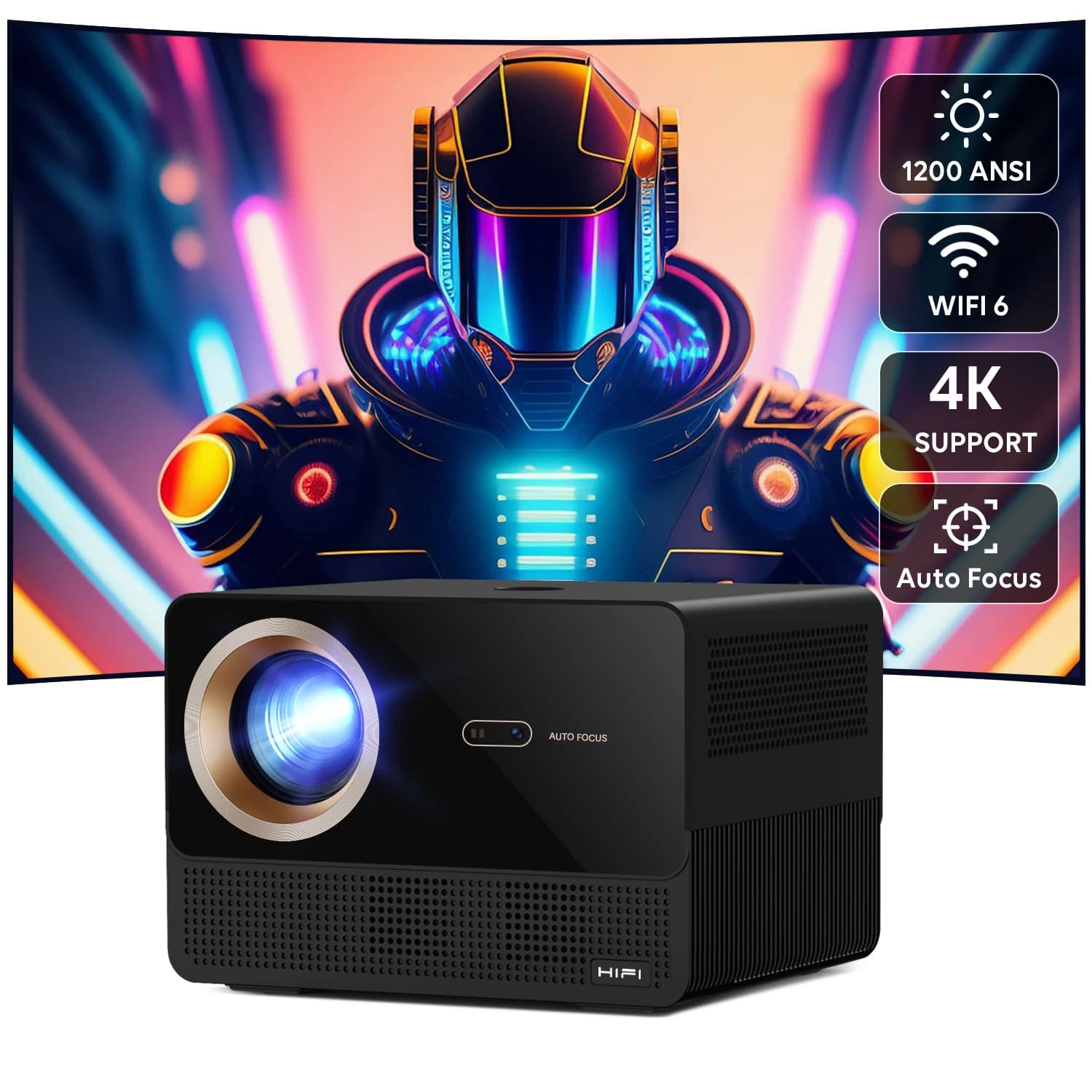 Proiettore Android nativo 1080p Full HD LED, mini proiettore video intelligente 4k