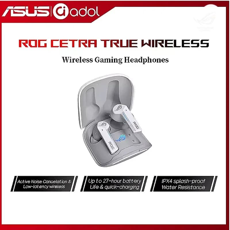 ASUS ROG Cetra True Wireless bianco (Wireless), cuffie da gaming, Bianco ASUS ROG Cetra True Wireless Moonlight White.
