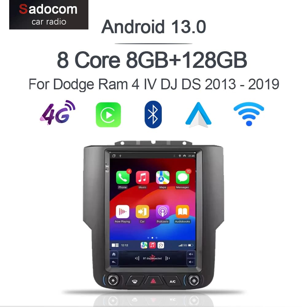 Carplay 9.7\" Android 13.0 Multimedia 8GB+128GB Lettore Auto GPS WIFI Navigazione per Dodge Ram 4 IV DJ DS 2013 - 2019