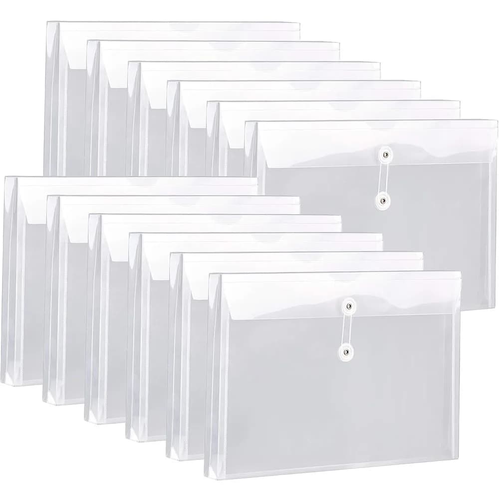PP Legal Size Expandable Envelopes with String Tie Closure Clear File Folders Poly Paper Documents Organizer for Office School