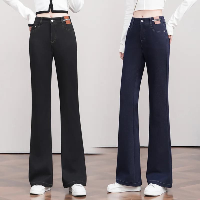 Jeans svasati versatili invernali nuovi pantaloni svasati caldi ispessiti dimagranti a vita alta