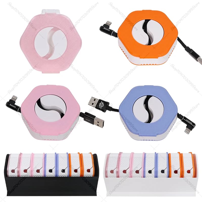 Organizzatore di cavi portatile stampato in 3D Gestione dei cavi Avvolgicavo USB Supporto per telefono retrattile Protezione per riporre i cavi del caricatore