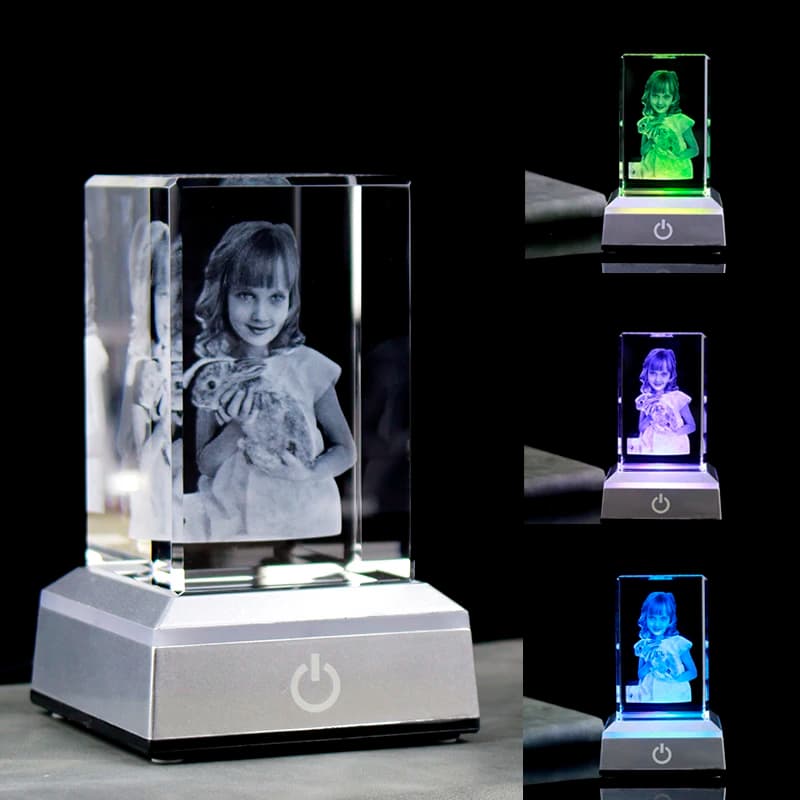 Custom DIY Crystal Photo Frame 3D Laser Engraving Best Gifts for Baby Father Mother Personalized Picture Valentine's Day Gift
