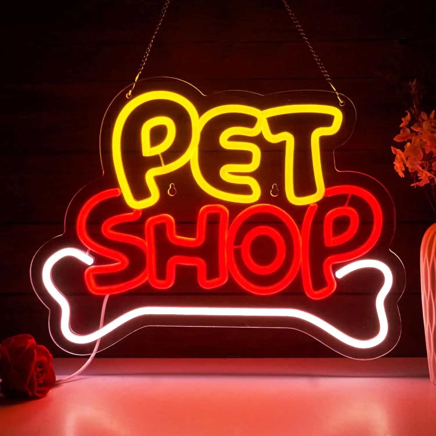 Insegna al Neon per Negozio di Animali, Luci LED Dimmerabili USB per Pareti Commerciali, Salone per Animali, Negozio di Cani e Gatti, Spa per Animali, Decorazione Negozio, Regali Personalizzati