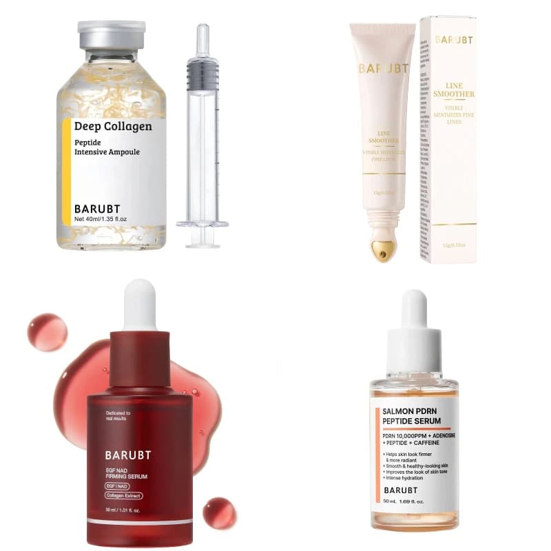 Collagen Silk Peptide Ampoule Ginseng Retinol Eye Serum Collagen Neck Cream Hair Growth Serum Turmeric Shower Gel Skin Care Set
