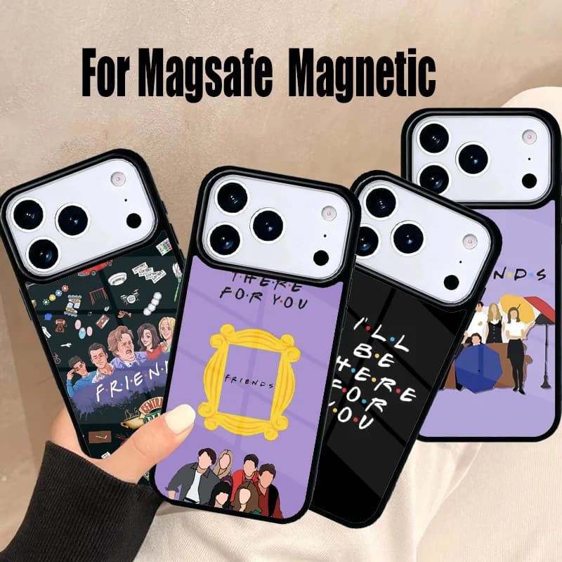 Cover per iPhone 17 Air 16e 15 14 13 12 11 Pro Max Plus con design Friends TV Show, compatibile Magsafe Wireless Magnetic
