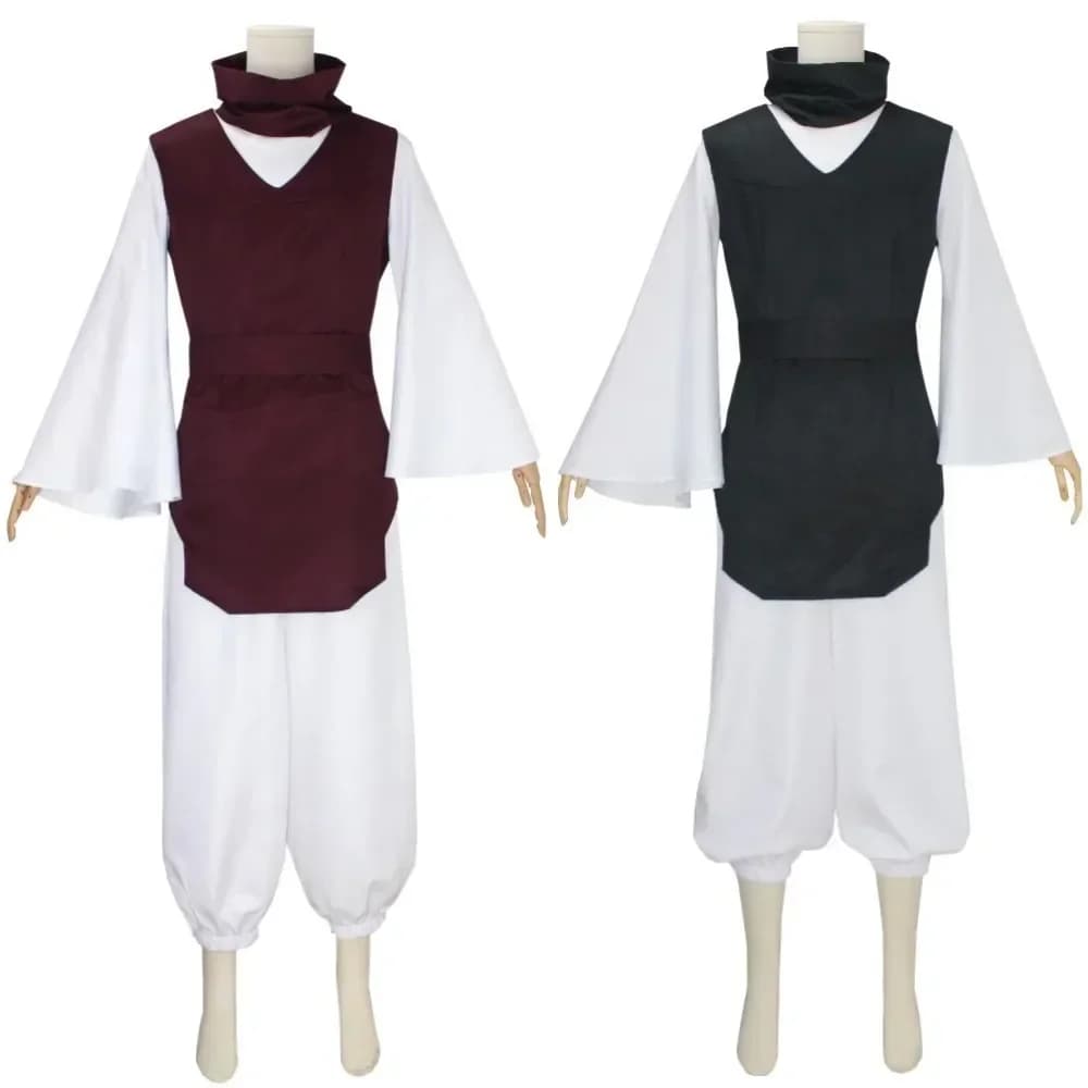 Set Cosplay Anime Halloween a Maniche Lunghe con Gilet, Collare, Cintura e Pantaloni Bianchi Elasticizzati - Disponibile