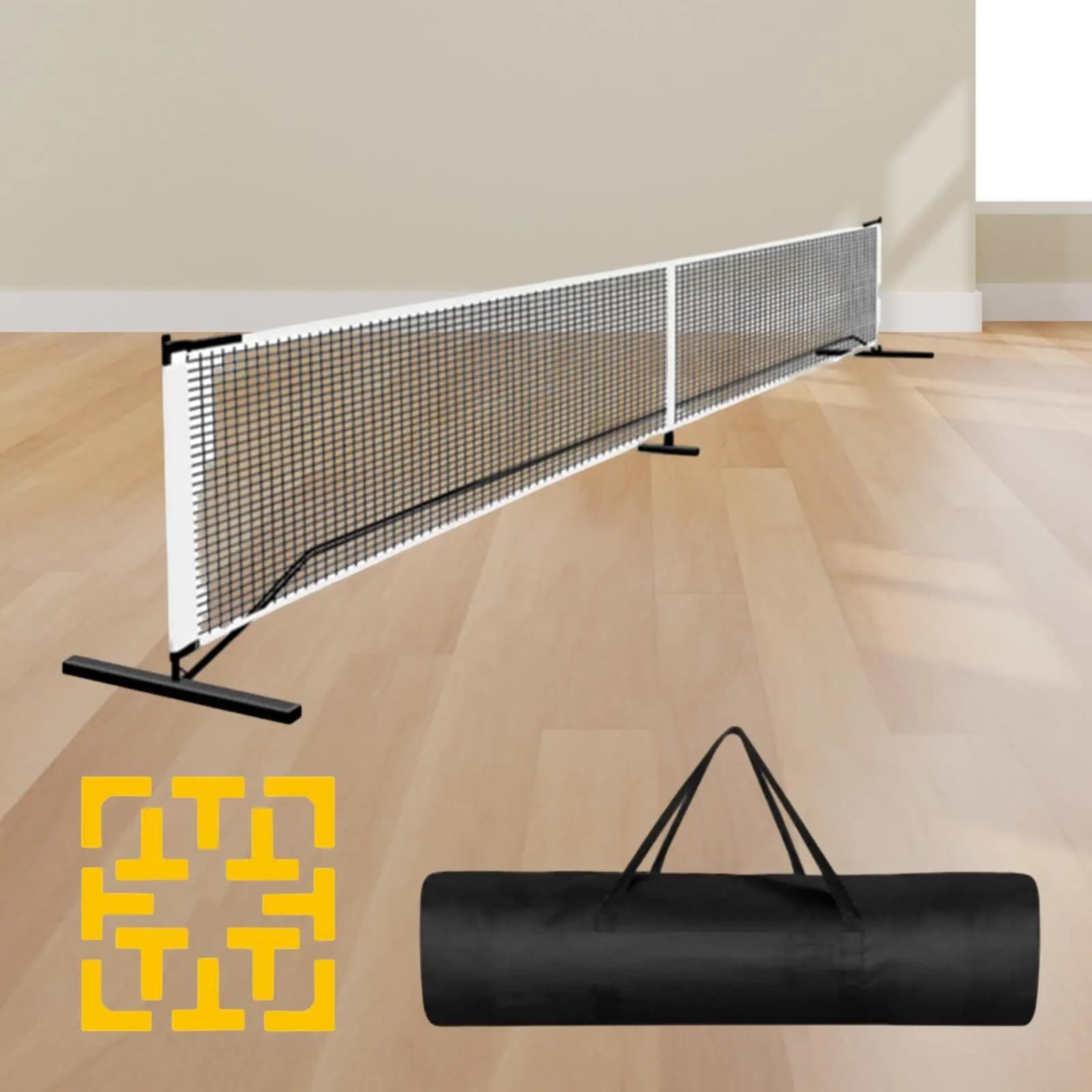 Rete da pickleball portatile 6,7 m 22 piedi Rete da gioco per palline da pickle con sistema di custodia Rete da badminton per vialetto da tennis Cortile