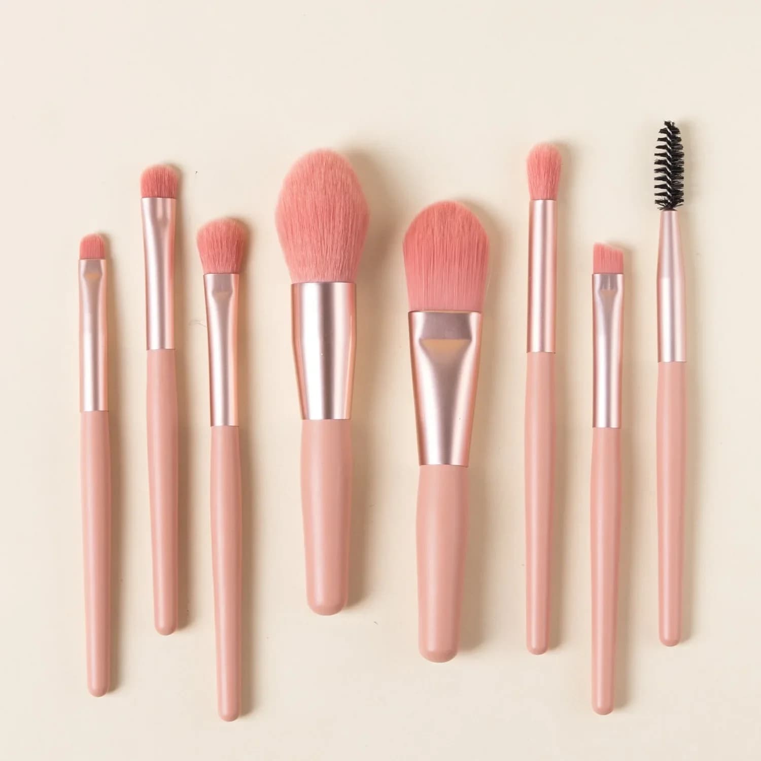 Set of 8 Macaron Makeup Brushes, Umbrella and Fondotinta Brushes, Women Cosmetic Brushes, Soft Brushes for Blush and Powder, Beauty Tools for Make-up