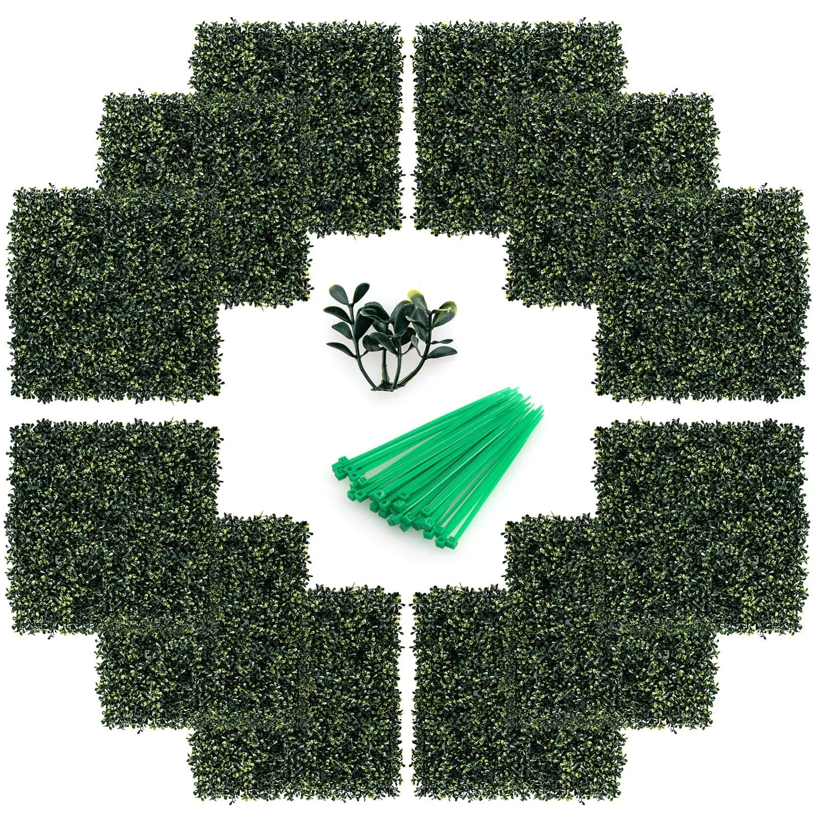 Pannelli di siepe di foglie di arachidi artificiali da 12 pezzi 20" x 20" Pianta da parete per recinzione
