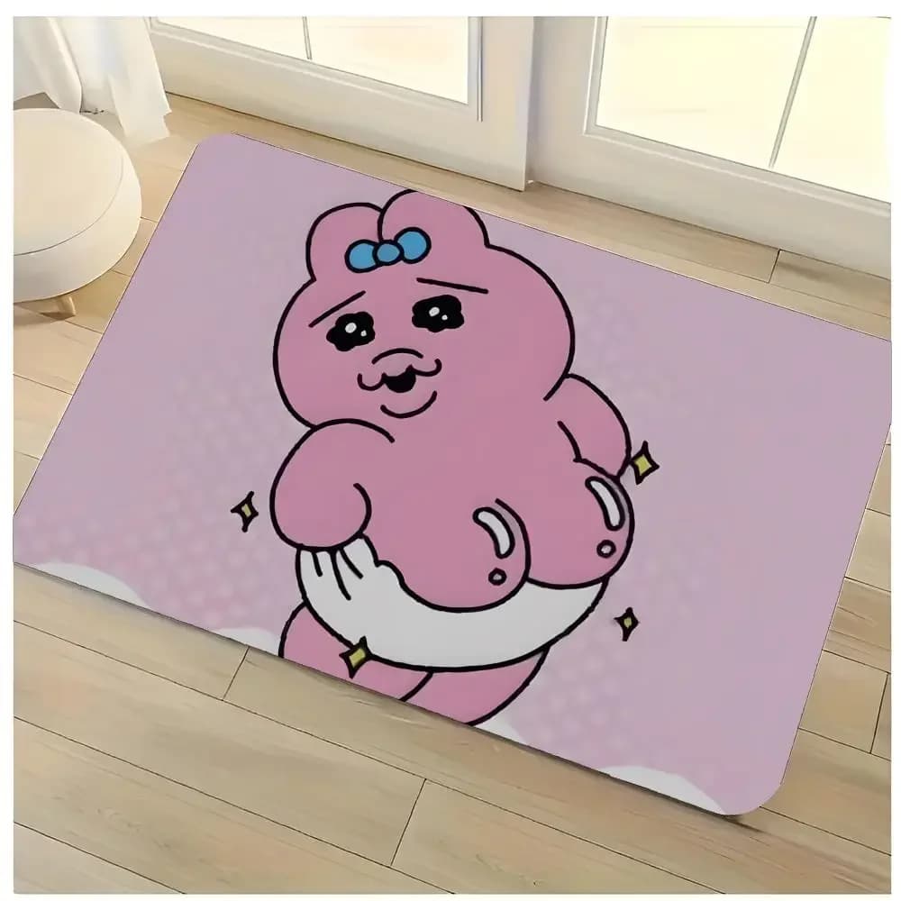 cute japanese rabbit cartoon O-Opanchu Usagi Floor Mat Washable Absorbent Flannel Door Mat Non-Slip Indoor Floor Rug