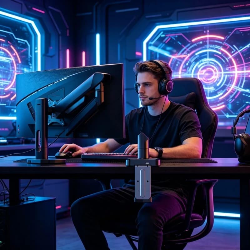 Nuovo Supporto Universale da Scrivania per Monitor Singolo 2026, Fino a 32 Pollici, 19.8 Libbre, Completamente Articolato, Girevole, Inclinabile, Rotante, Regolabile in Altezza