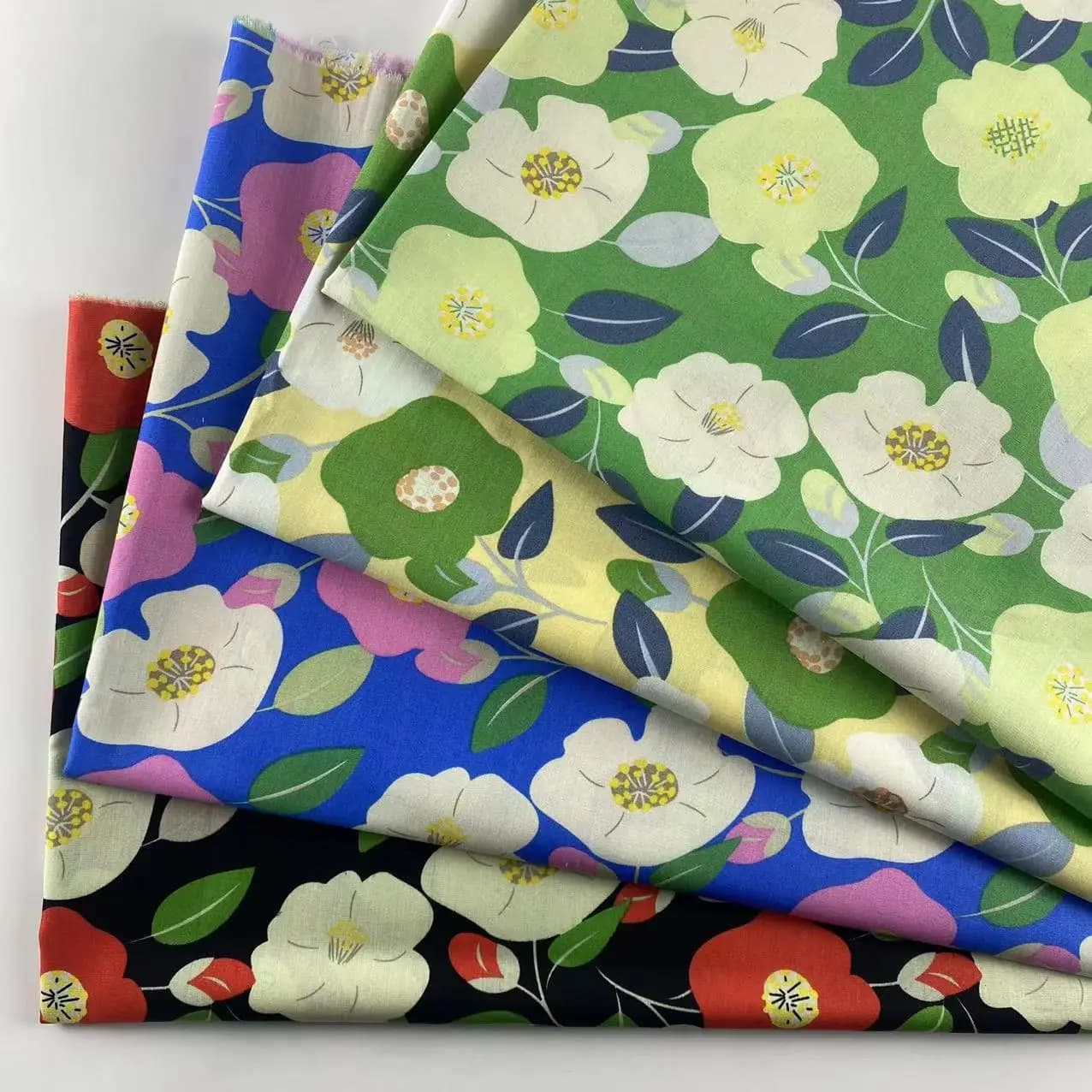 Tessuto stampato in cotone, tessuto stampato fresco e vivace in cotone per cucito, abiti da donna, pigiami, lenzuola, set copripiumino