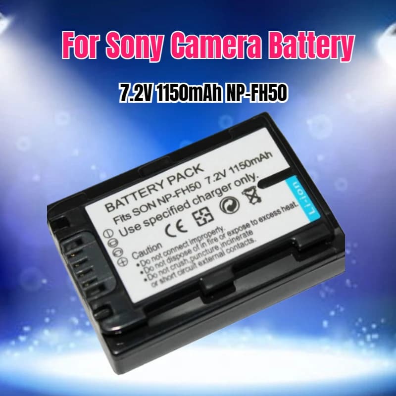 Batteria per fotocamera NP-FH50 da 7,2 V 1150 mAh per Sony HDR-TG1E TG5 TG3 TG7 DSC-HX1 A330 A290 Modelli compatibili NP-FH50 NP-FH70 NP-FH100