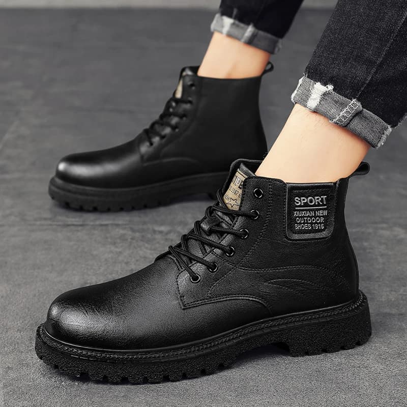 MAIJIAKA Classic Handmade Leather Men Boots Winter High Top Footwear Anti Slip Work Shoes Outdoor Hiking Boots Sneakers Hombres