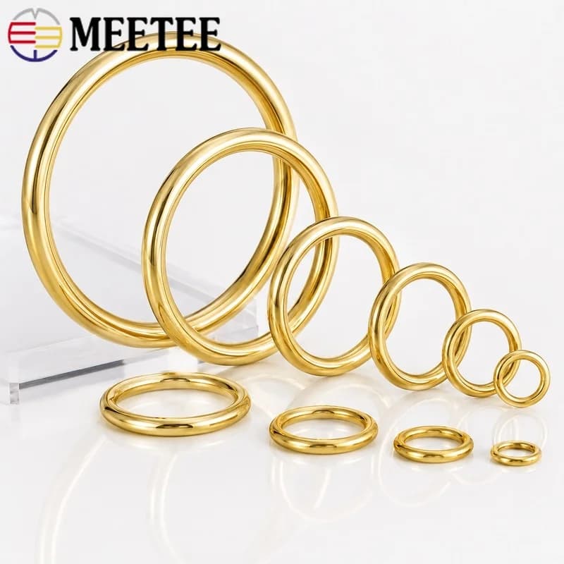 5/10Pcs 8-51mm Solid Brass O Ring Buckles Round Connector for Pet Collar Webbing Strap Leather Craft Hardware Bag Making Parts