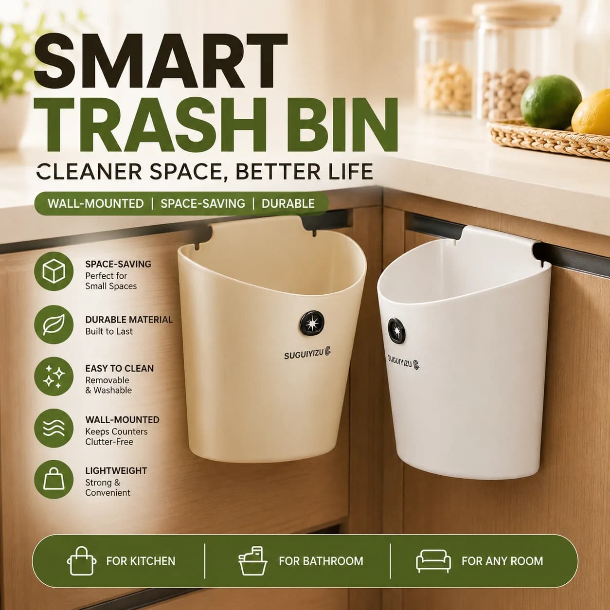 Kitchen garbage bin wall mounted 2026 household kitchen waste cabinet door dedicated storage bin bathroom toilet paper basket