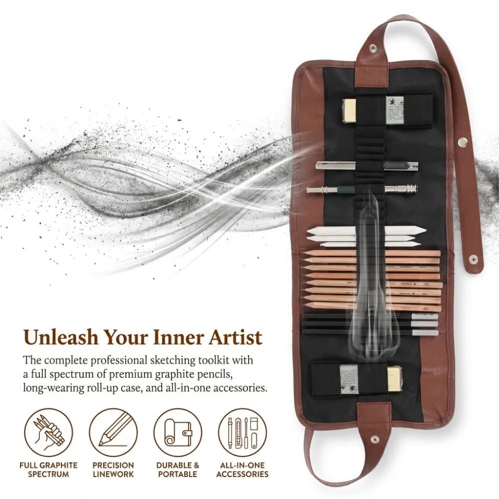 29PCS Portable Sketch Pencil Set Easy To Erase Smooth Writing Sketch Pencils Comfortable Grip Easy To Sharpen Drawing Pencil