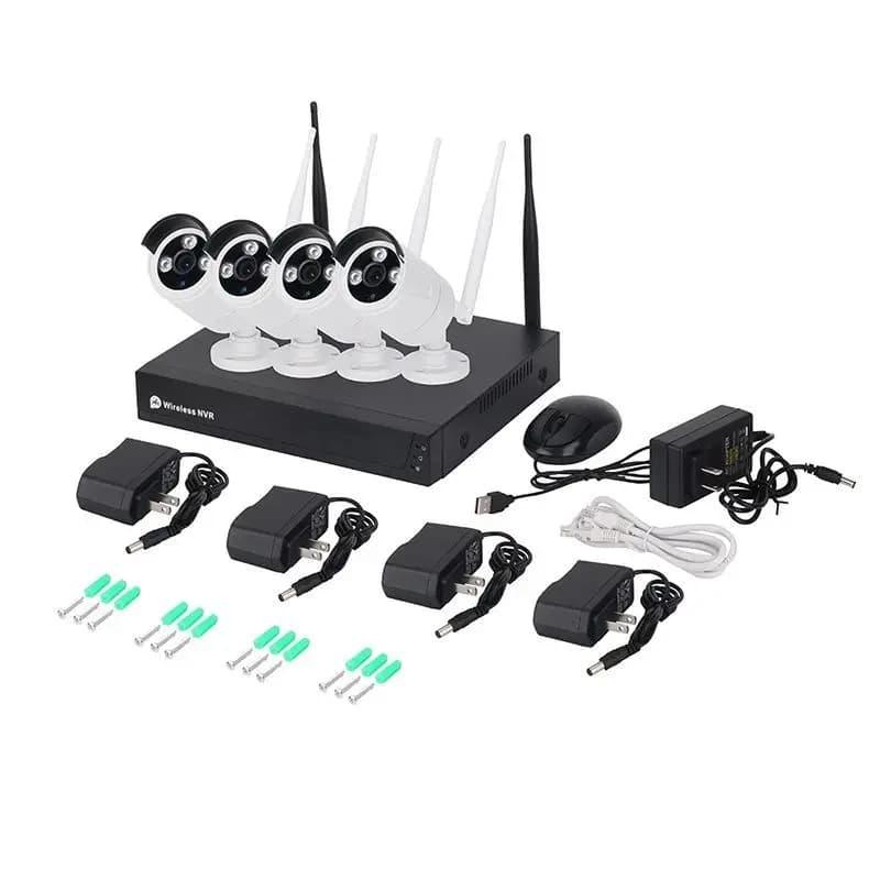 Kit Telecamera NVR WiFi Esterno Smart 3MP 4CH con Visione Notturna 2MP HDD Sistema di Sicurezza Wireless 4CH