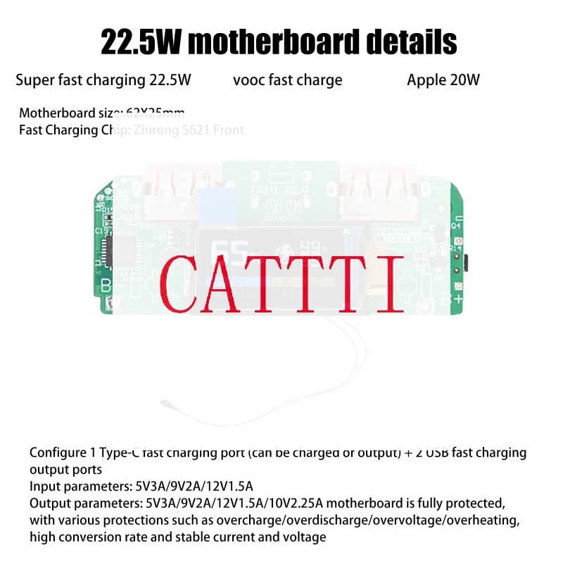 1 pz Convertitore Caricabatterie Rapido Bidirezionale Modulo di Alimentazione Mobile Scheda Madre DIY con Display USB Type-C 22.5W