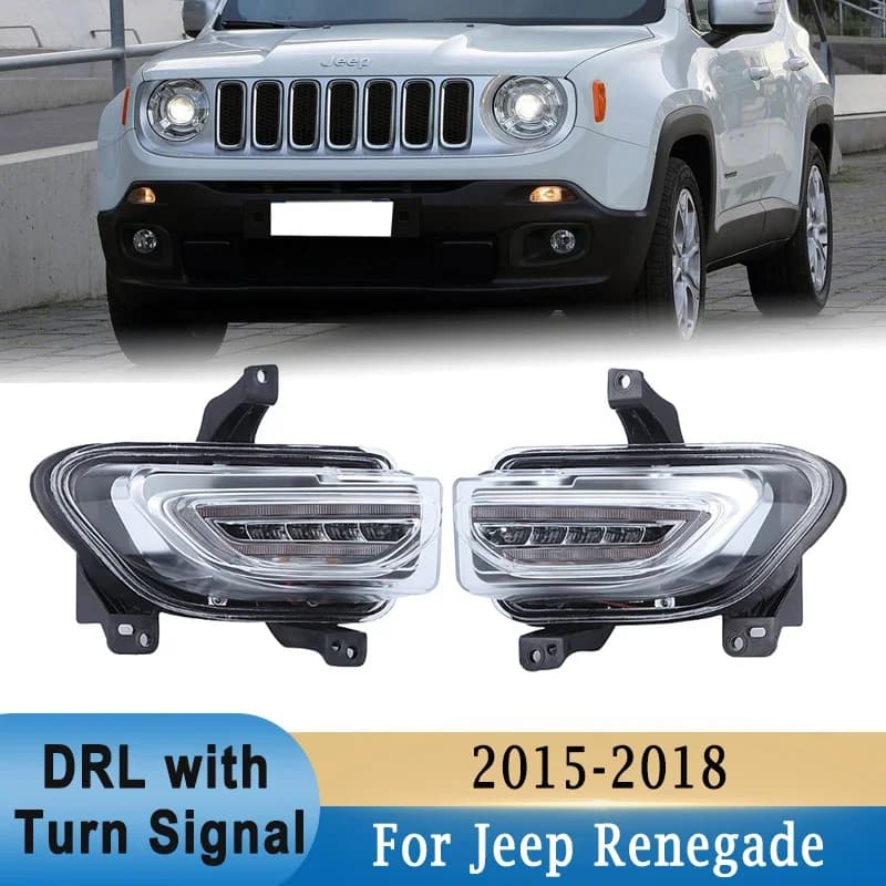 For Jeep Renegade 2015-2018 Front bumper LED DRL Group daylights with direction indicators Driver Fendinebbia