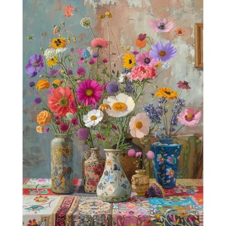 Paint by Numbers Kit for Adults Beginner, Flowers Adult Paint by Number Kits on Canvas, DIY Acrylic Number Painting Crafts for