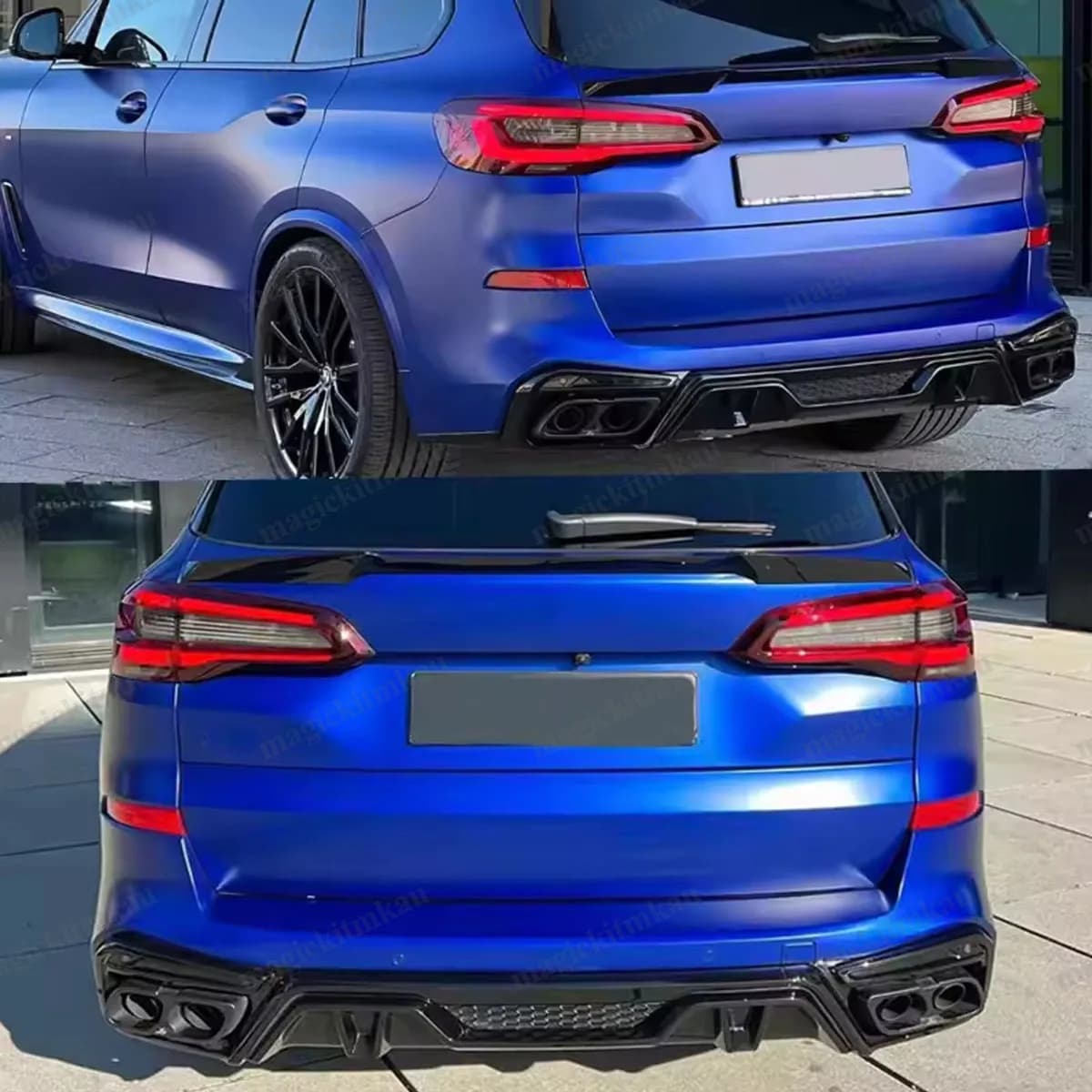 Magickit Rear bumper Lip protection Protective cover for BMW X5 G05 M Sport 2019-25 Rear bumper Lip diffuser Glossly Black