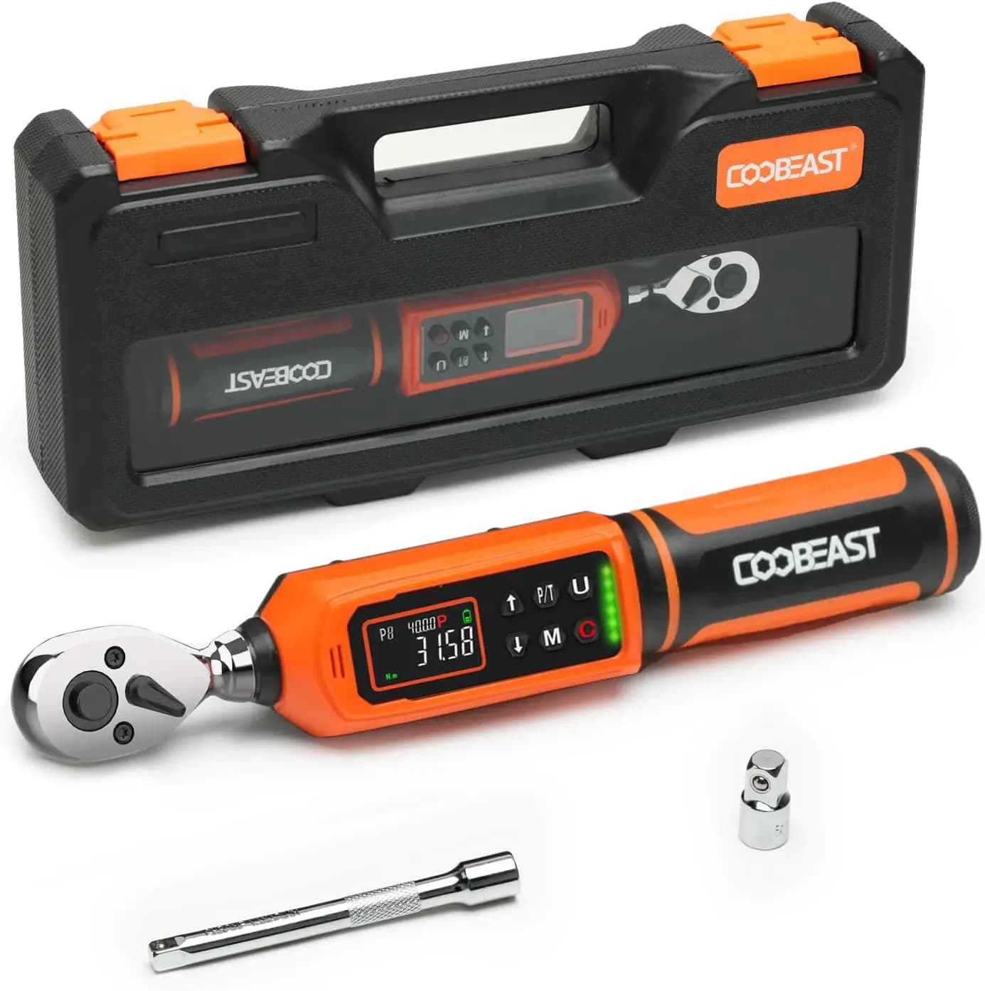 Set di chiavi dinamometriche digitali, attacco da 3/8 con valore preimpostato (0,66-44,29 Ft-lbs), segnalatore acustico e flash LED per la manutenzione di biciclette