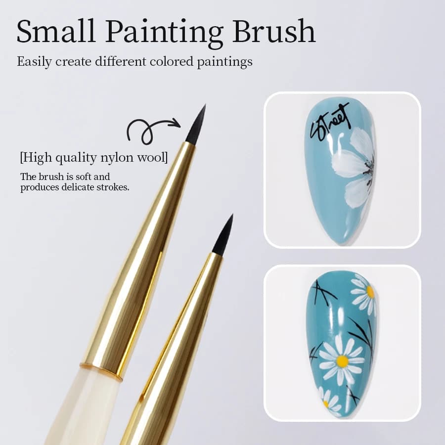 QNL Ultra-fine Mini Nail Art Painting Brush Short Hair One Stroke Flower Design 3D Sculpting Gradient Liner Pen Nail Art Tools