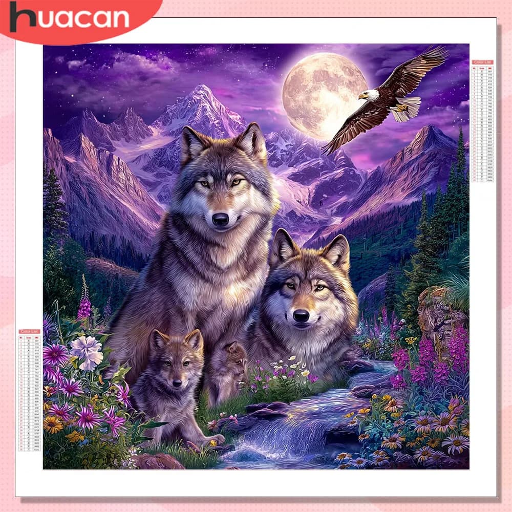 HUACAN Diamond Art Painting Lupo Animale Fantasia Ricamo Mosaico Immagine di Strass Fatto a Mano