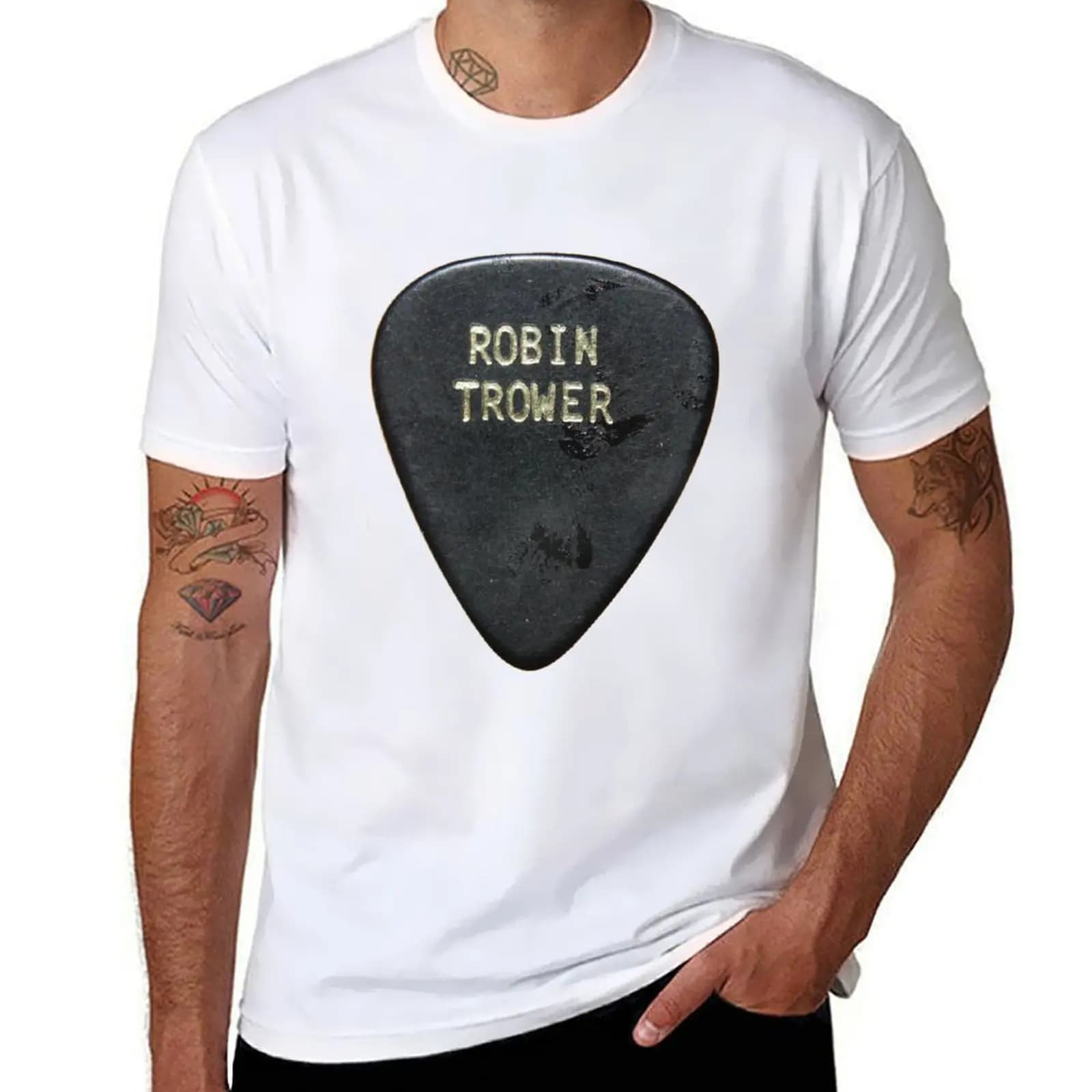 Robin Guitar God Guitar pick T-shirt magliette grafiche per uomo maglietta essenziale
