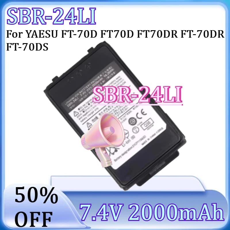 Batteria di Ricambio 2000mAh SBR-24Li per Radio Bidirezionali YAESU FT-70D FT70D FT70DR FT-70DR FT-70DS, Batteria agli Ioni di Litio per Walkie-Talkie