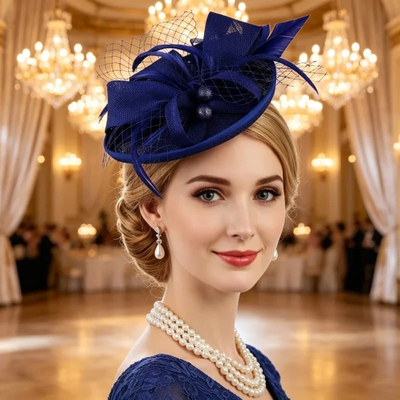 Handmade Vintage Feather Fascinator Hat Women Derby Tea Party Headpiece with Clip and Headband Ideal for Wedding Cocktail