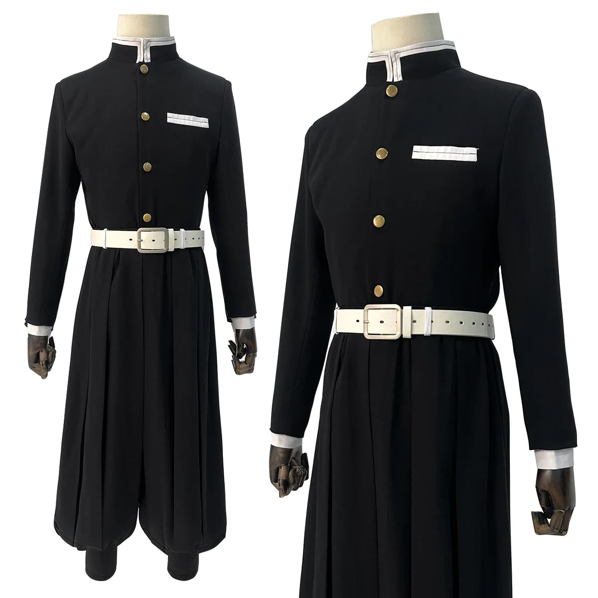 HOLOUN Anime Tomioka Giyuu Iguro Obanai Costume Cosplay Golden buttons Black Uniform team pants Halloween belt