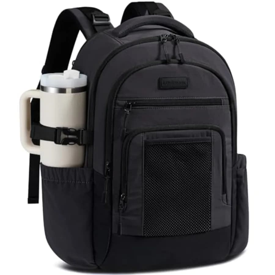 Zaino per Laptop da Donna con Ampio Portabicchieri, Borsa da Lavoro per Computer con Fibbia sul Petto, Imbottitura Posteriore e Fibbia sulla Spalla, Impermeabile