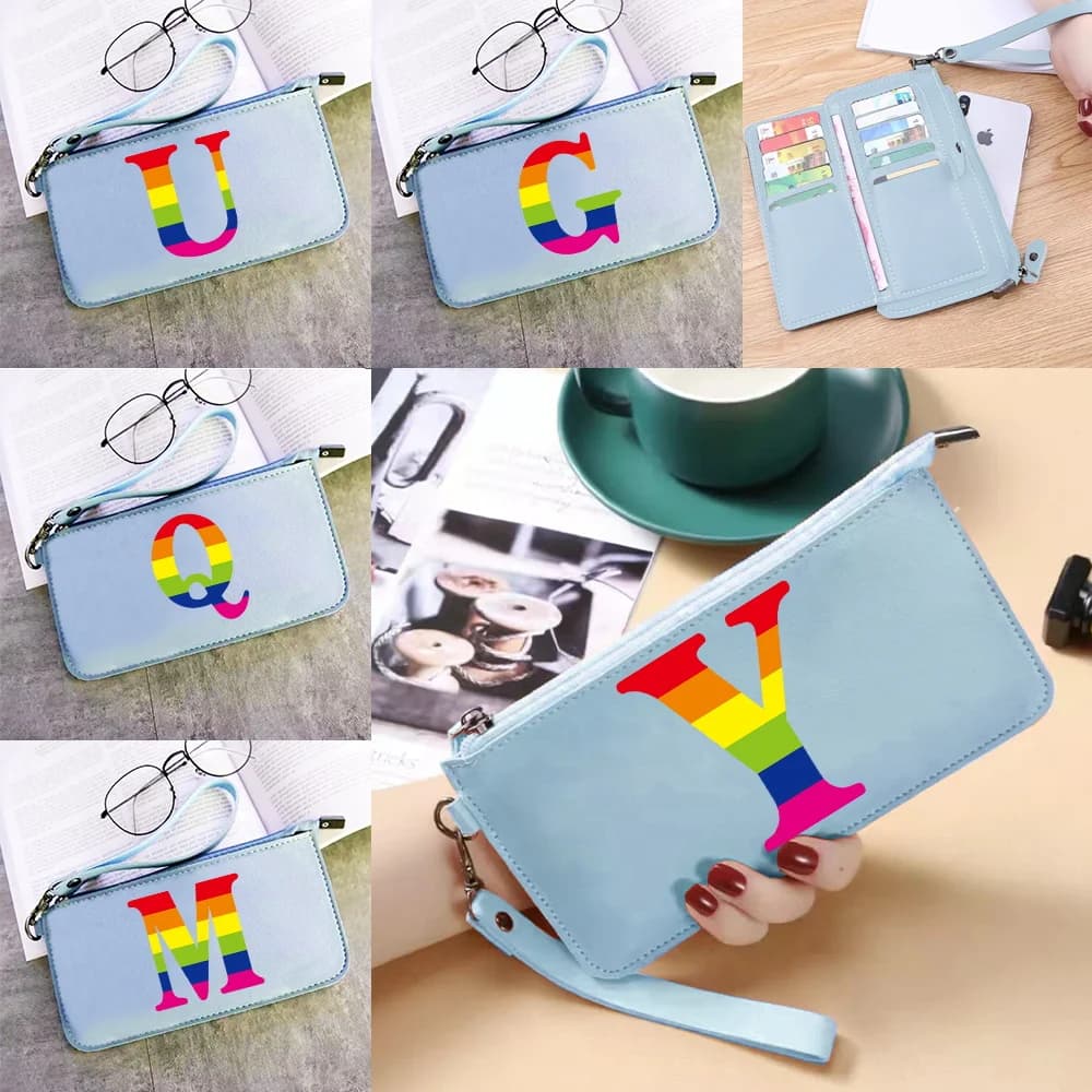 Multicard Bag New Zipper Long Wallet Large Capacity Rainbow Letter Print Outdoor Coin Purse Daily Commute Multifunctional Wallet