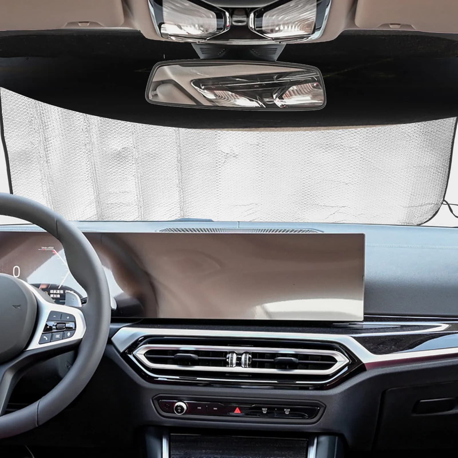 140x70cm Car Sun Shade for Windshield Foldable Solar Reflective Uv Protection Front Window Shield Cool Interior Driver Seat