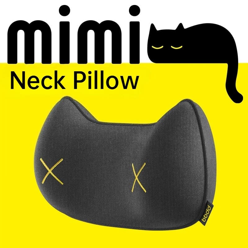 Nuovo Cuscino per il Collo in Memory Foam a Forma di Gatto, Poggiatesta per Sedile Auto, Comodo Supporto per il Collo in Cotone per Viaggi