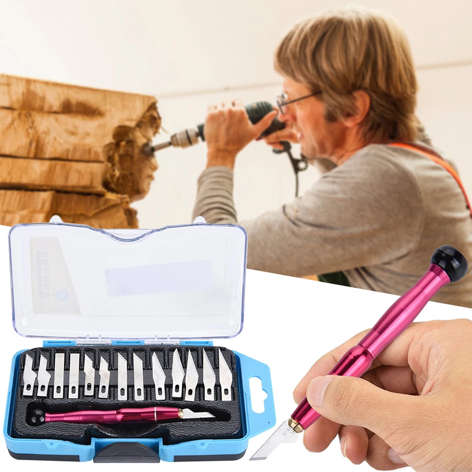 14 In 1 Hobby Knives Set Portable Metal Multifunctional Carving Knives Kit With Storage Box,For Scrapbooking,for Pumpkin Cutting