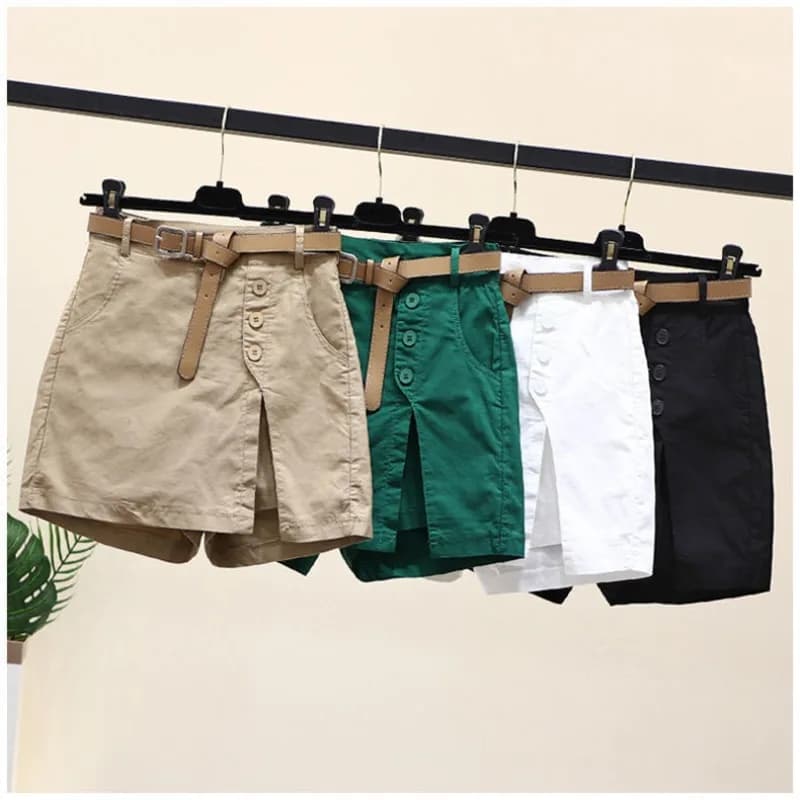 Pantaloncini estivi a gamba larga per donna, gonna corta a trapezio, pantaloni classici eleganti e casual per l'ufficio, abbigliamento da donna