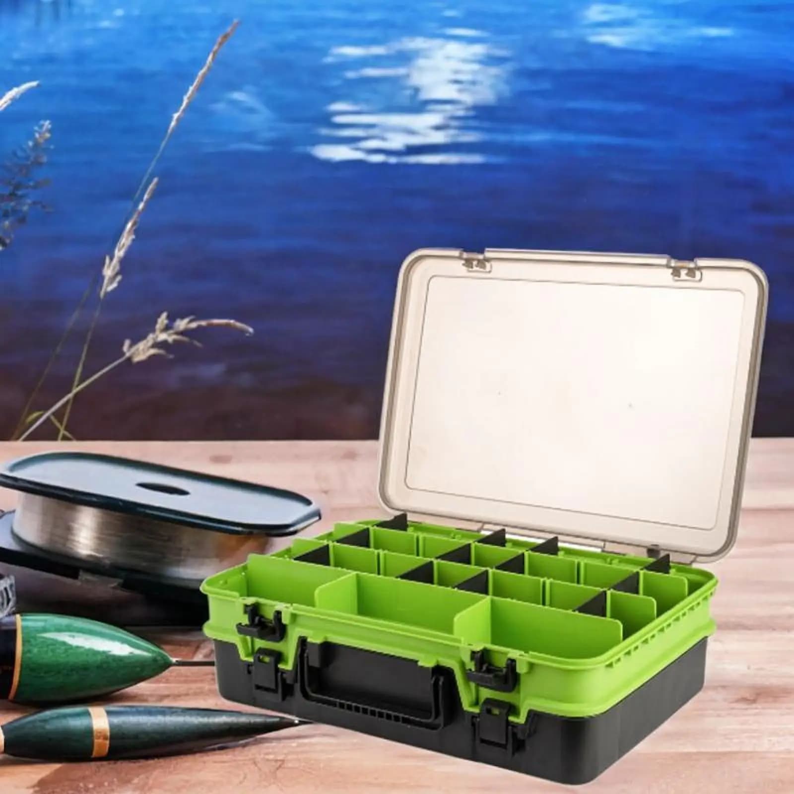 Double Layer Fishing Tackle Box Large Capacity Organizer Fishing Storage Box Portable Case for Fishing Supplies