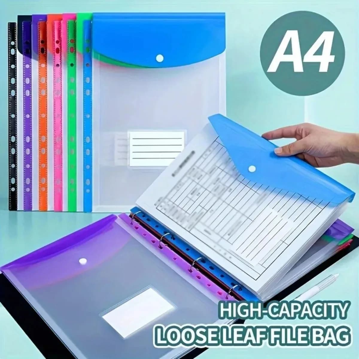 Heavy Duty PP Plastic 12 Pack A4 Expanding File Folders 11 Ring Binder Pockets Uses For School Office Document Organizer