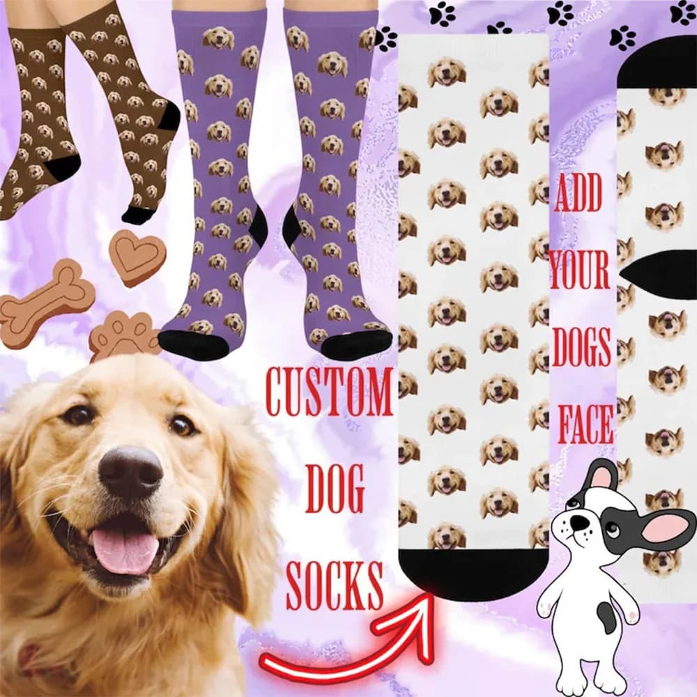 Customize the fashionable holiday gifts of socks for the face customize your photos, personalized gift socks with pet logo