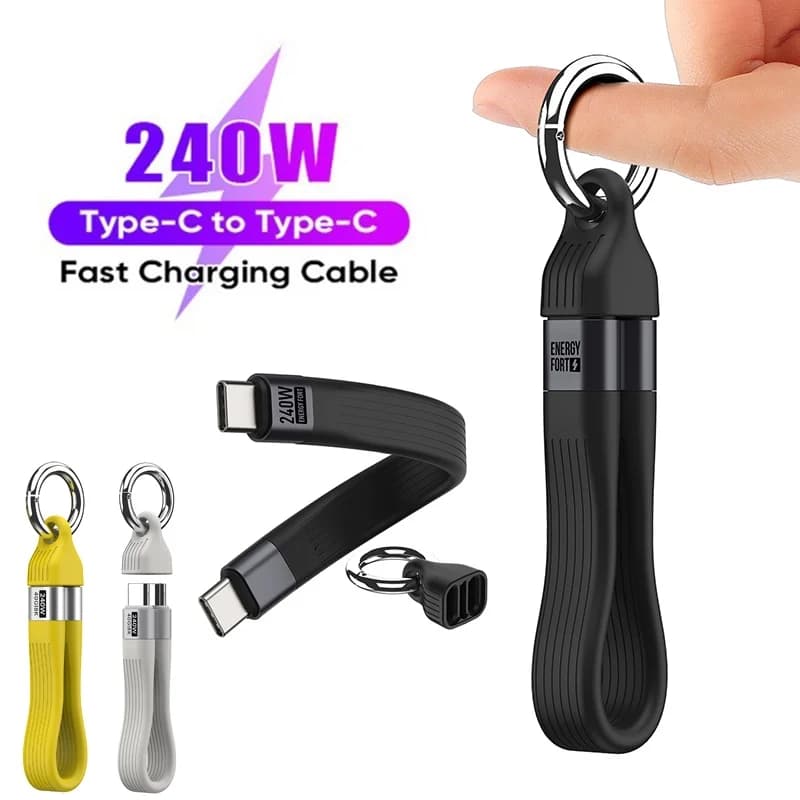 Cavo dati USB 4 Cavo di ricarica USB C portatile Kit portachiavi Cavo da USB C a tipo C da 40 Gbps PD 240 W per iPhone 16 15 Cavo di ricarica
