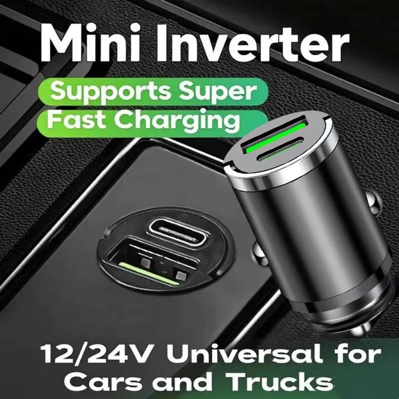 Mini caricabatterie USB nascosto per auto, caricatore rapido per accendisigari, caricatore universale per cellulare con porta Type-C per iPhone e Xiaomi.