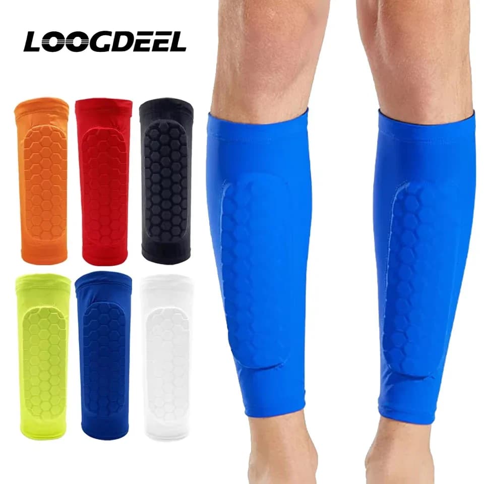 Loogdeel 1PCS Leg Support Football Sports Legging Sleeve Calf Covers Honeycomb Cushion Anti Collision Protection Gear Women Men