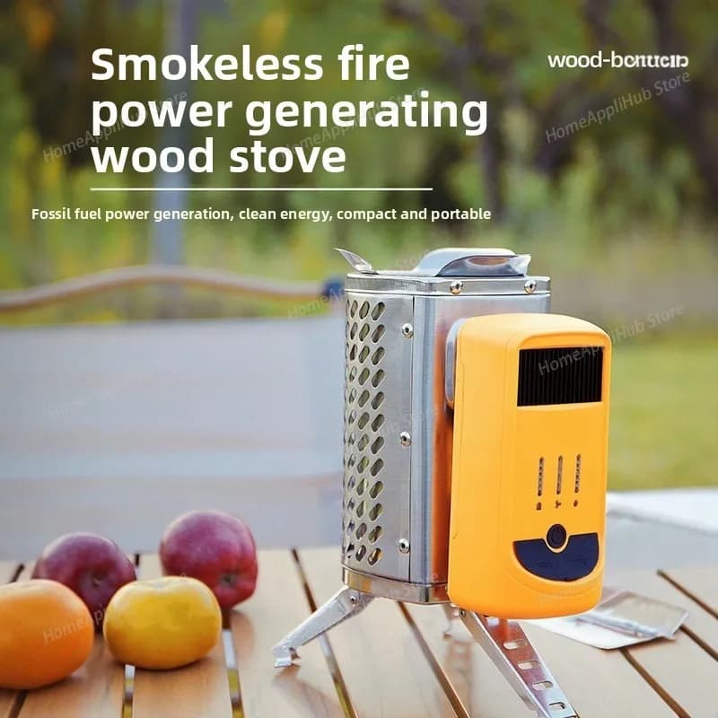 Stufa da campeggio esterna senza fumo Forno di generazione di energia portatile Bruciatore da escursionismo Stufa USB ricaricabile Riscaldatore a legna 1 venduto