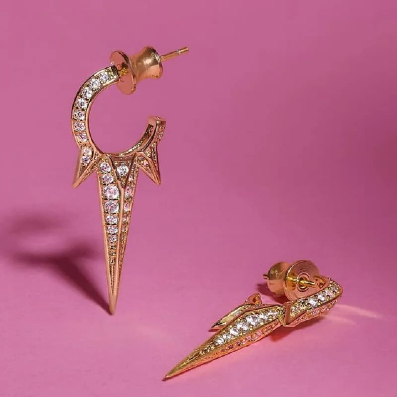 Punk Irregular Cz Hoop Earring Pave Zircon Gold and Platinum Plated Color Personality Erose Eaarings Women Fashion Jewelry Rock